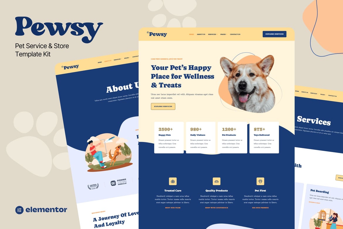 Download Pewsy - Pet Service & Store Elementor Template Kit