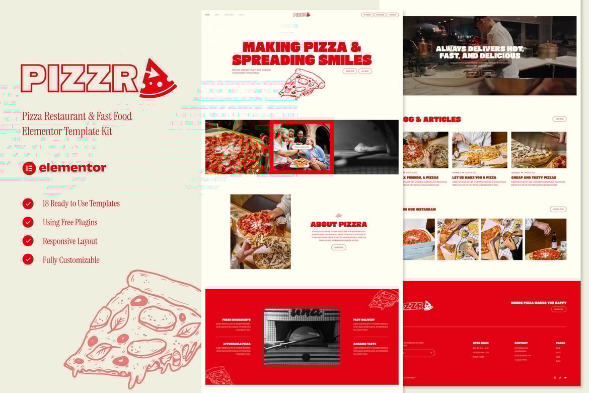 Download Pizzra - Pizza Restaurant & Fast Food Elementor Template Kit