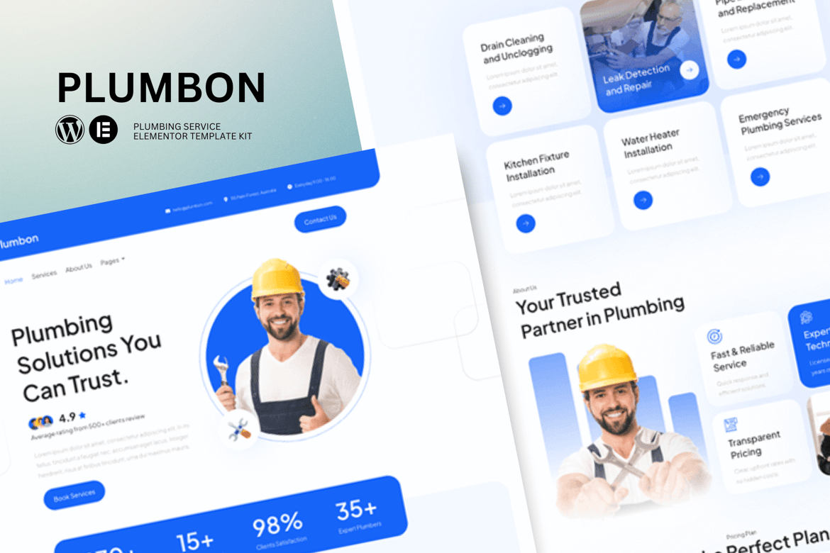 Download Plumbon - Plumbing Service Elementor Template Kit
