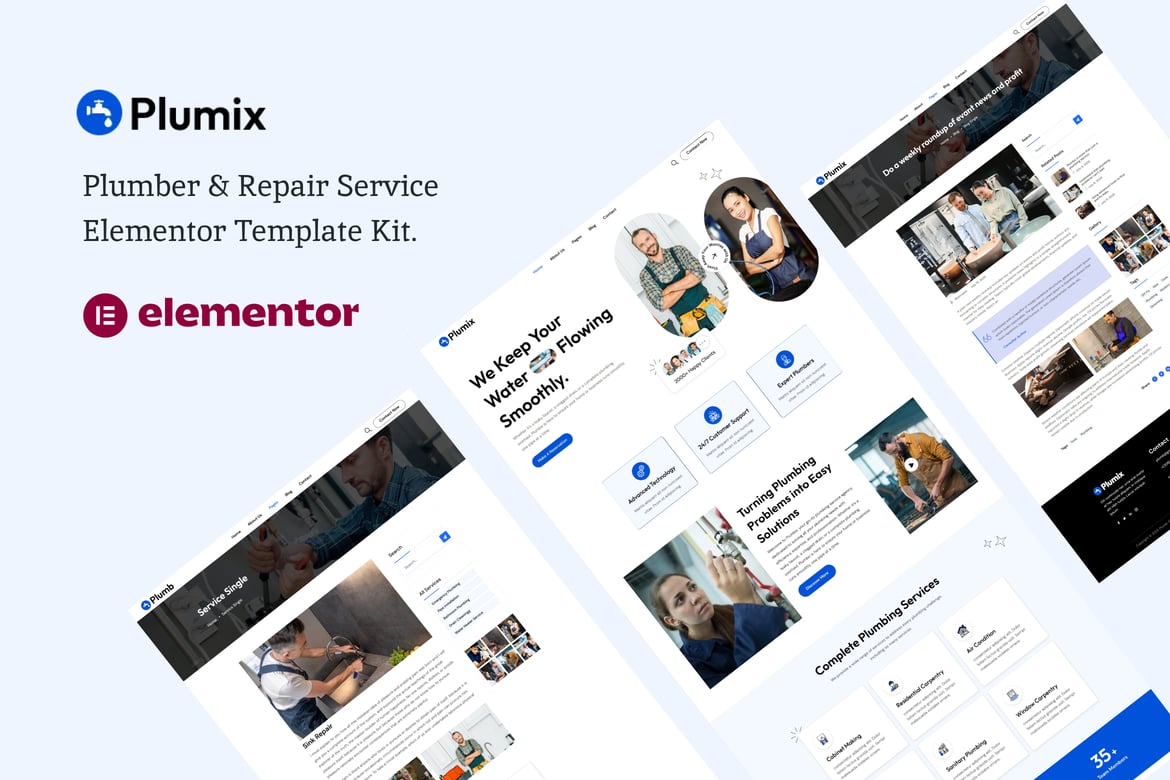 Download Plumix - Plumber & Repair Service Elementor Template Kit