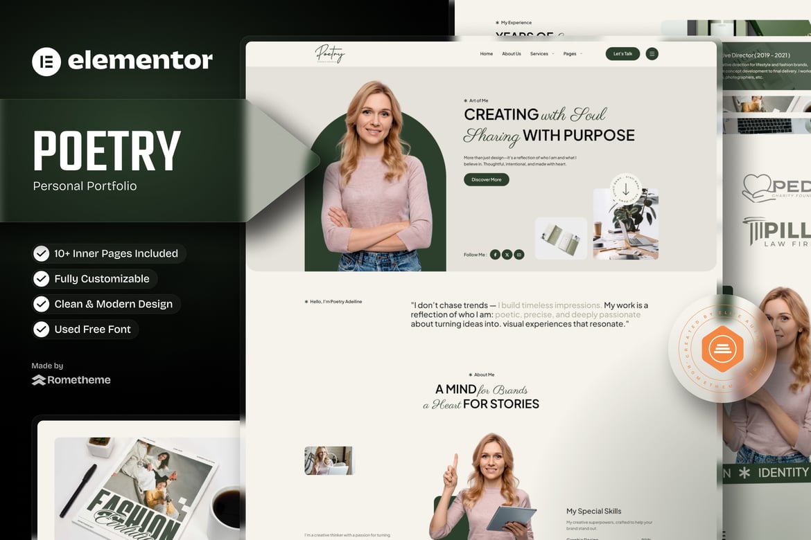Download Poetry - Personal Portfolio & Resume Elementor Template Kit