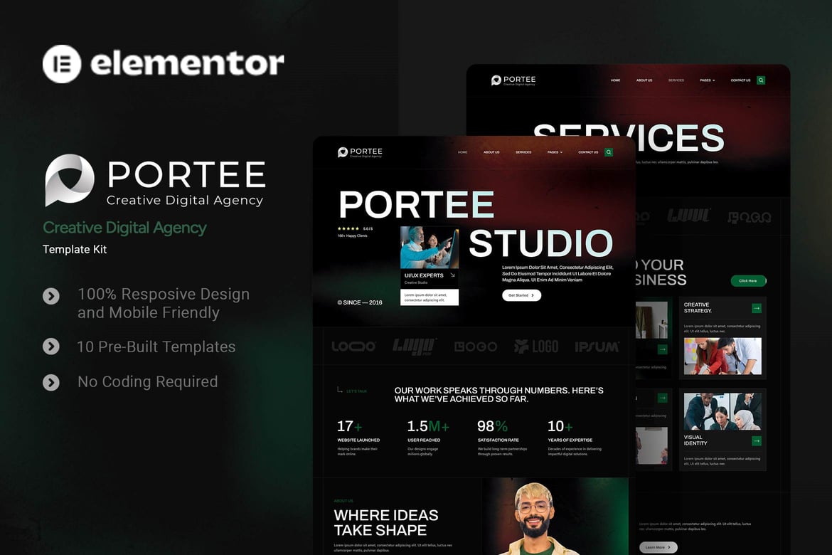 Download Portee - Creative Digital Agency Elementor Template Kit