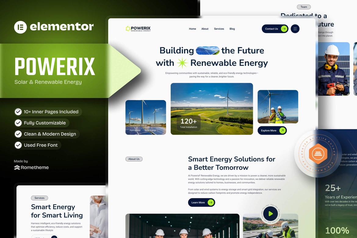 Download Powerix - Solar & Renewable Energy Elementor Template Kit