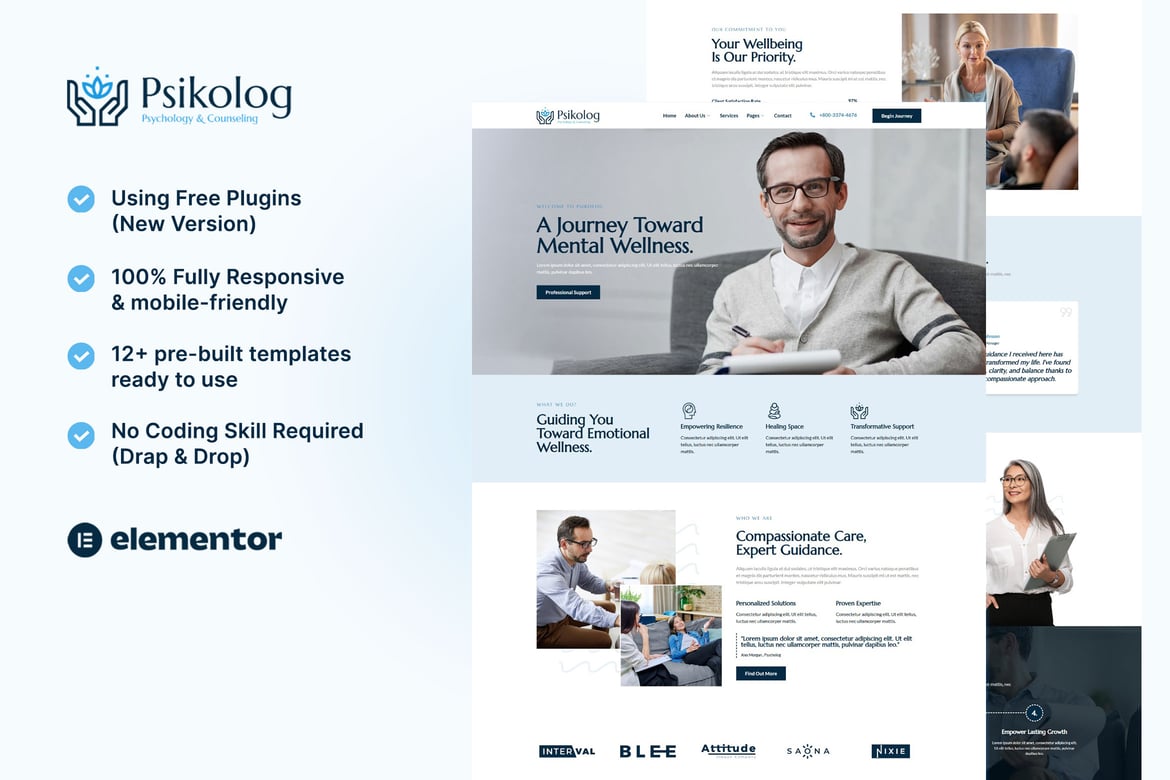 Download Psikolog - Psychology & Counseling Elementor Template Kit