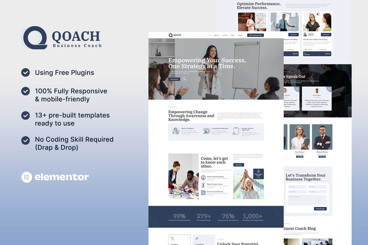 Download Qoach - Women's Business Coaching Elementor Template Kit