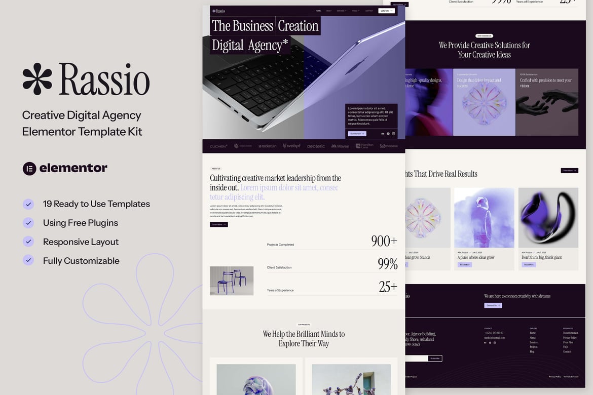 Download Rassio - Creative Digital Agency Elementor Template Kit
