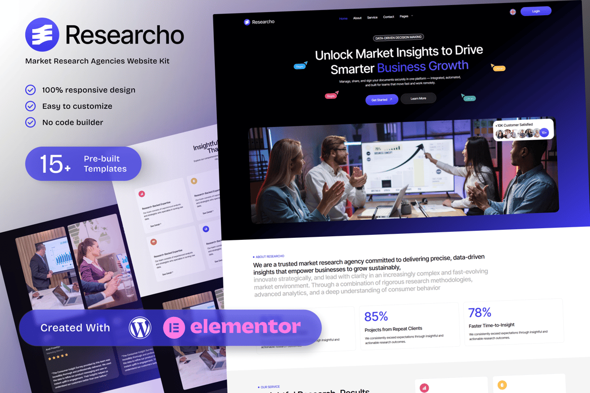 Download Researcho – Market Research Agencies Elementor Template Kit