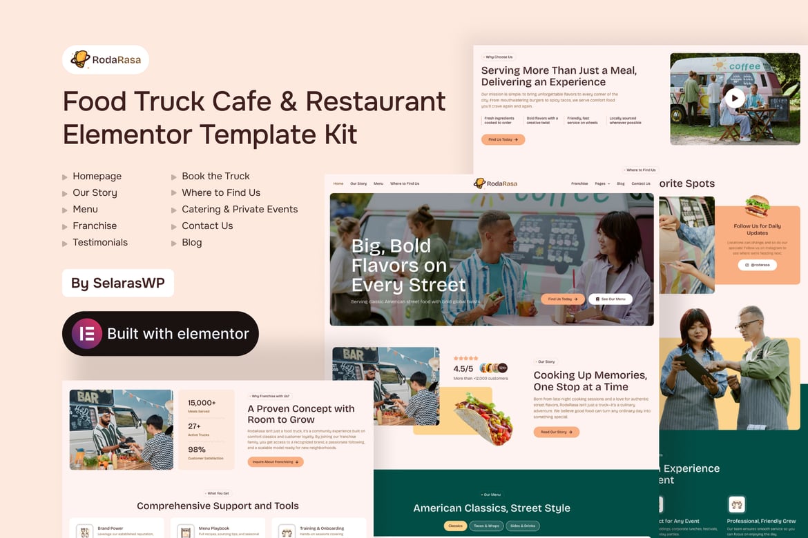 Download RodaRasa - Food Truck Cafe & Restaurant Elementor Template Kit