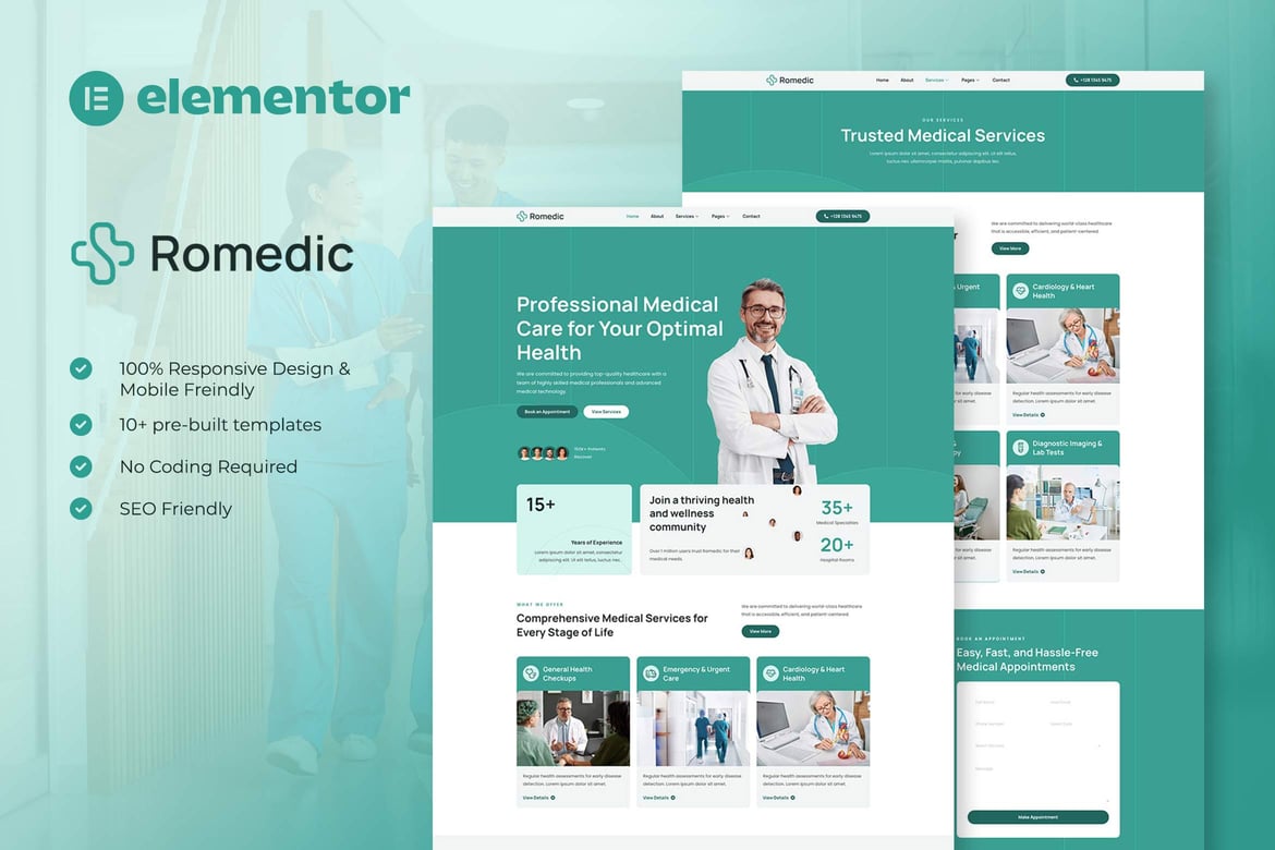 Download Romedic - Hospital & Medical Clinic Elementor Template Kit