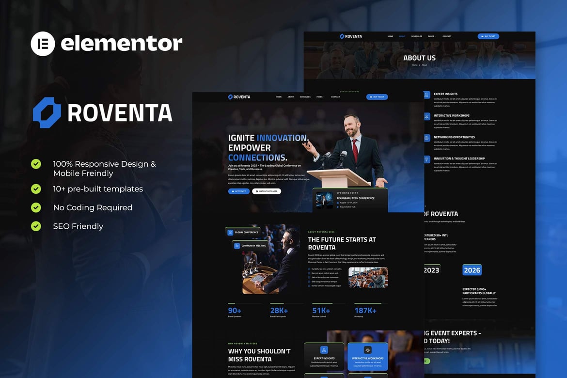 Download Roventa - Event & Conference Elementor Template Kit