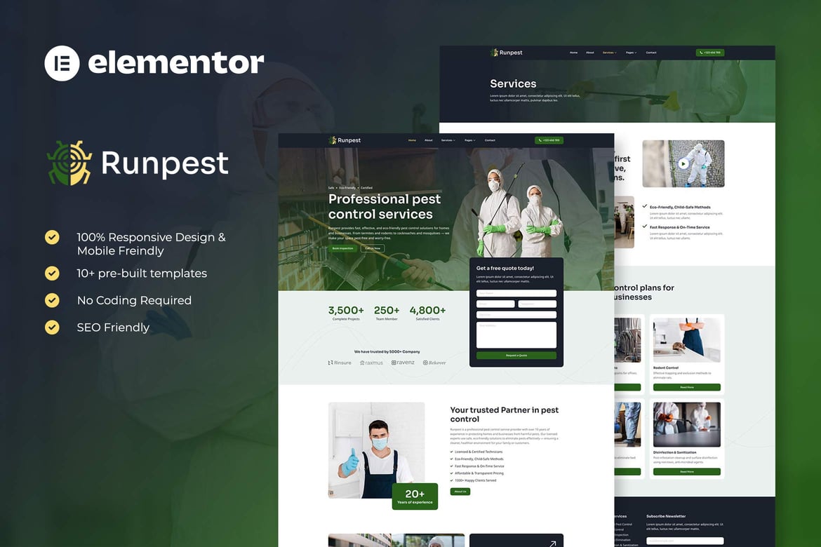 Download Runpest - Pest Control Service Elementor Template Kit