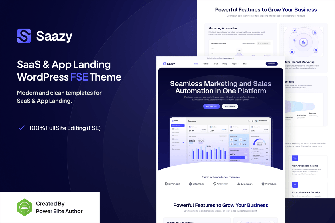 Download Saazy – SaaS & App Landing Page WordPress Theme