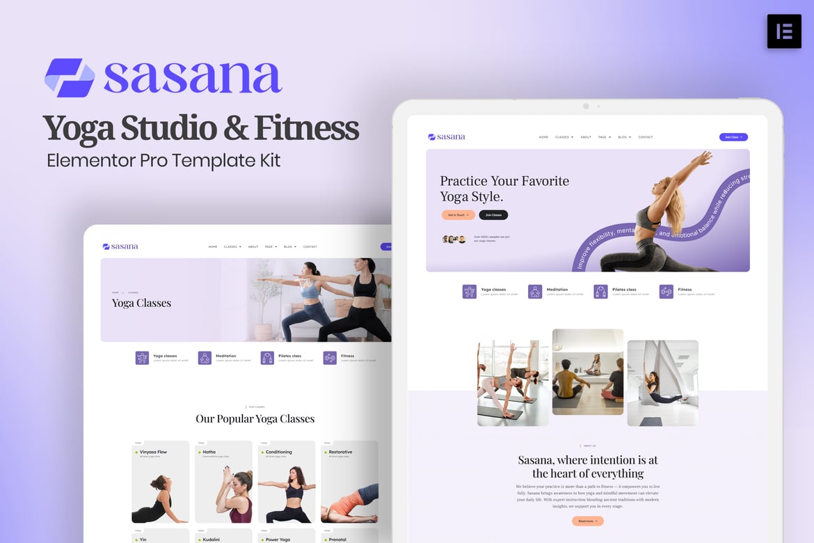 Download Sasana - Yoga Studio & Fitness Elementor Pro Template Kit