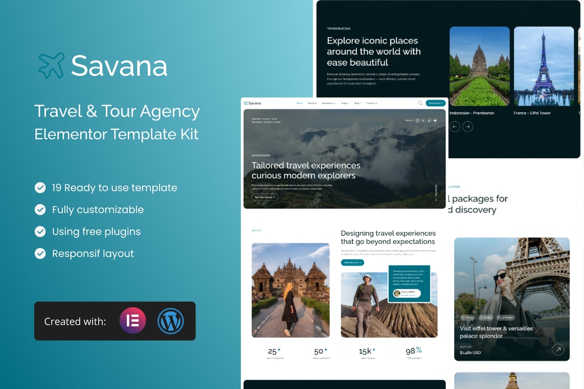 Download Savana - Travel & Tour Agency Elementor Template Kit