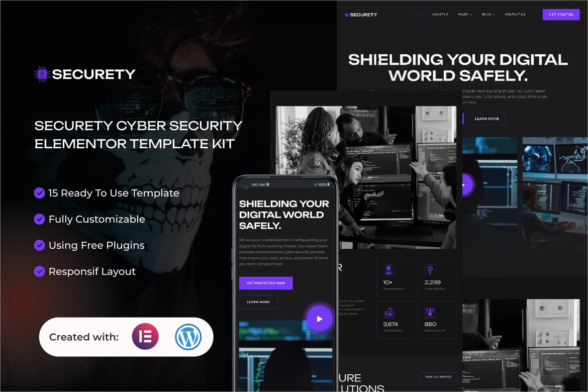 Download Securety - Cyber Security Service Elementor Template Kit