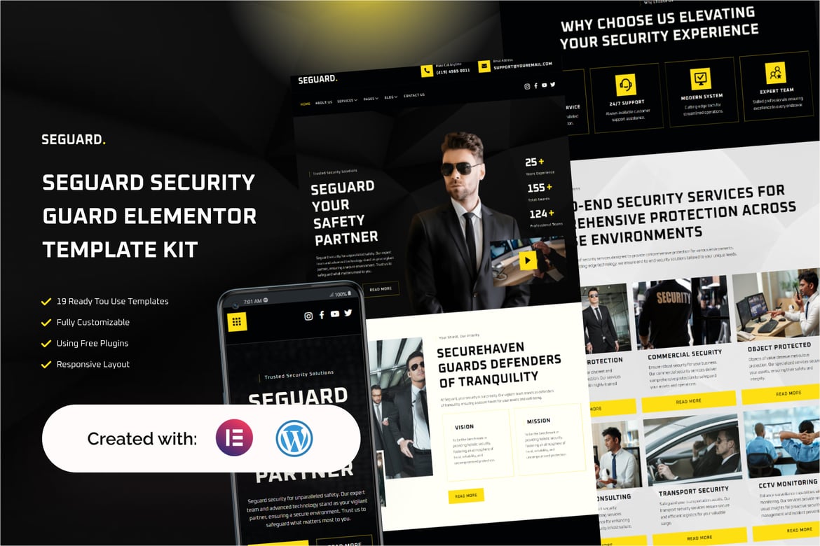 Download Seguard Guard & Security Service Elementor Template Kit