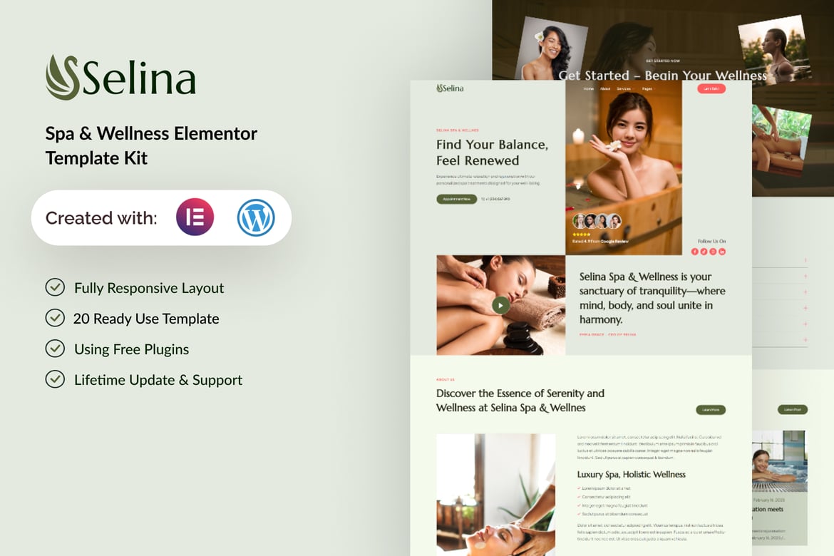 Download Selina - Spa & Wellness Elementor Template Kit