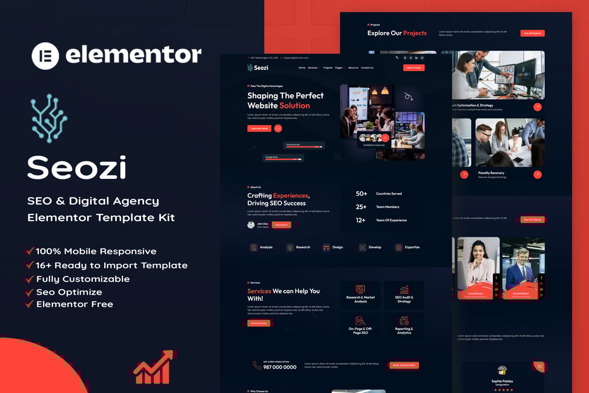 Download Seozi - SEO & Digital Marketing Agency Elementor Template Kit