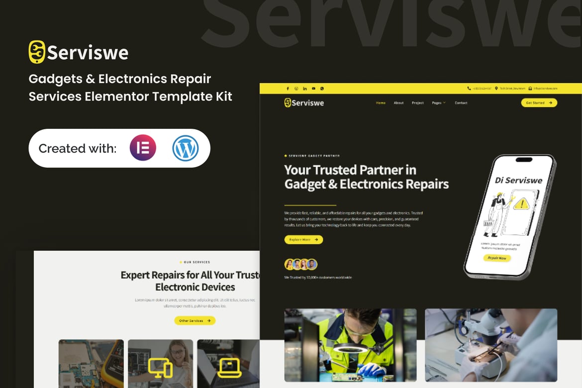 Download Serviswe - Gadget & Electronic Repair Service Elementor Template Kit