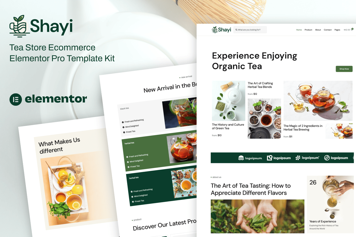 Download Shayi - Tea Store Ecommerce Elementor Pro Template Kit