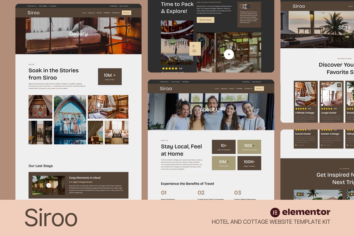 Download Siroo - Hostel & Cottage Website Elementor Template Kit
