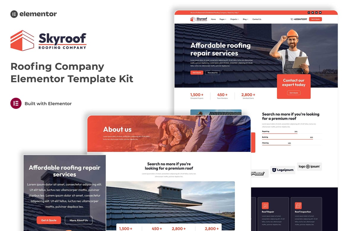 Download Skyroof - Roofing Company Elementor Template Kit