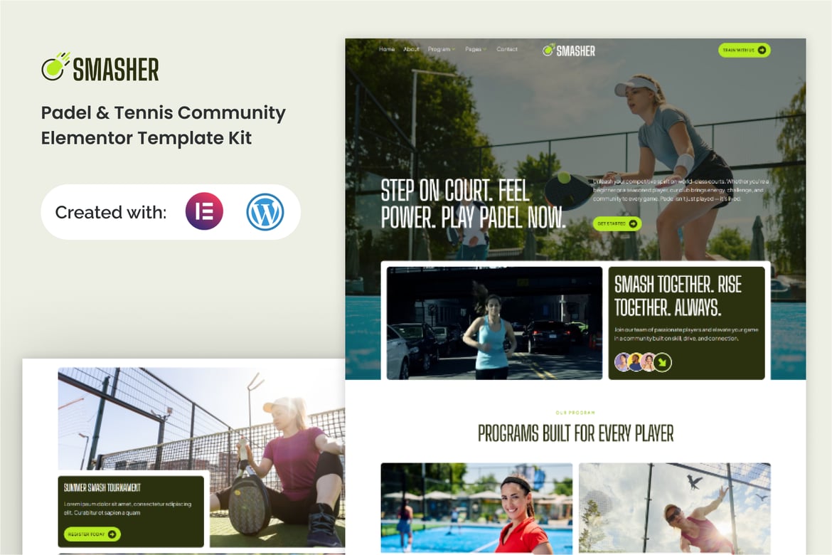 Download Smasher - Padel Tennis Community Elementor Template Kit