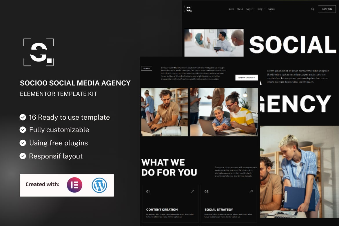 Download Socioo - Social Media Agency Elementor Template Kit