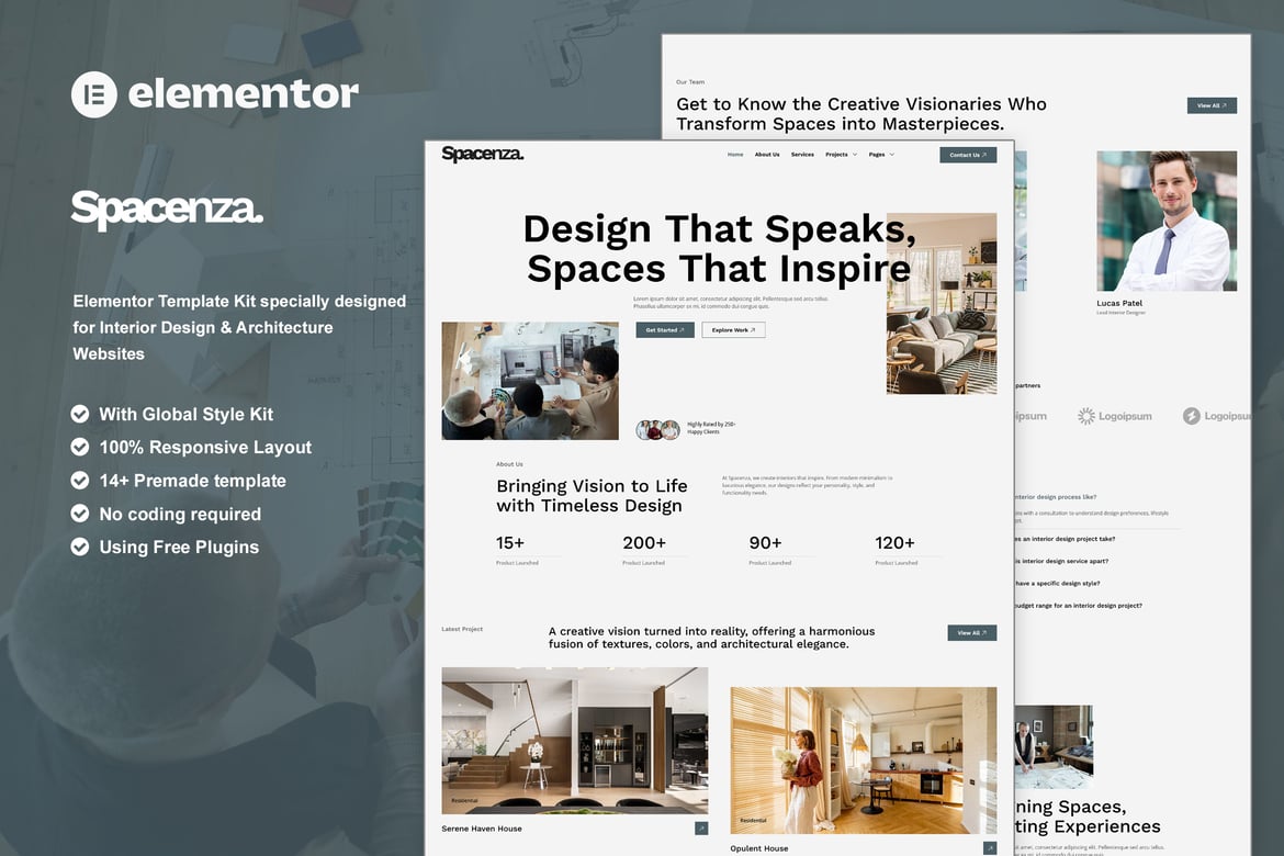 Download Spacenza - Interior Design & Architecture Elementor Template Kit