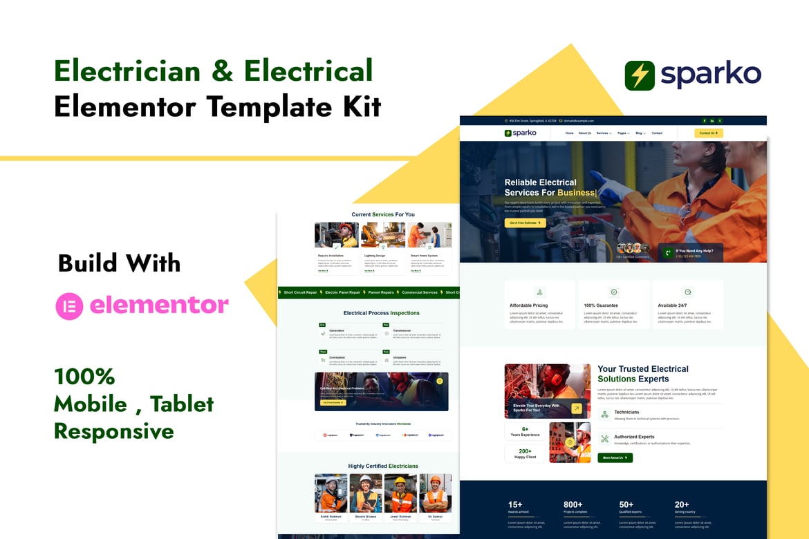 Download Sparko - Electrician & Electrical Services Elementor Template Kit