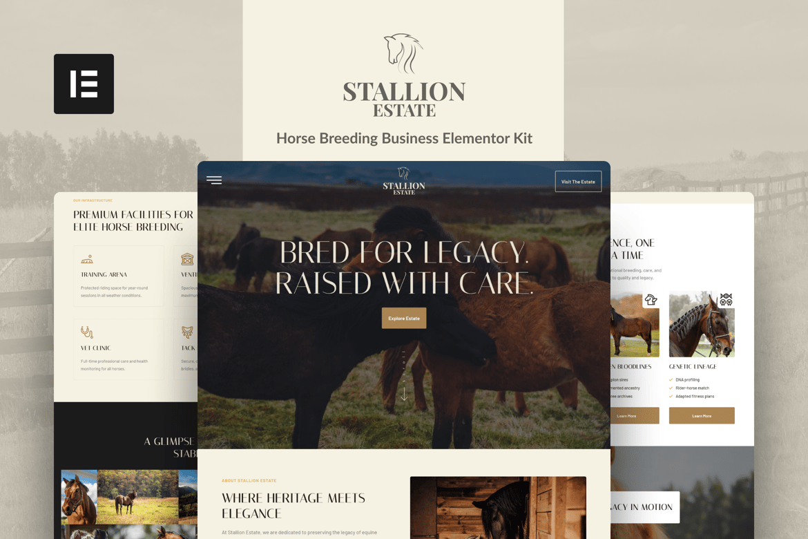 Download StallionEstate - Horse Breeding Business Elementor Pro Template Kit