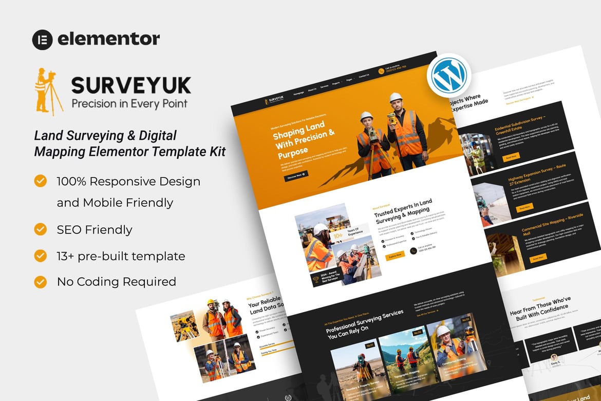 Download Surveyuk – Land Surveying & Digital Mapping Elementor Template Kit