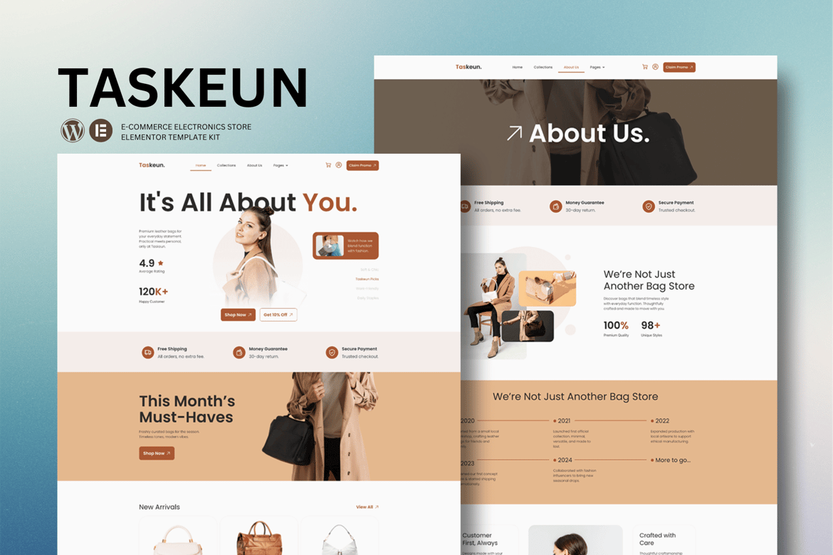 Download Taskeun - E-Commerce Bag Store Elementor Template Kit