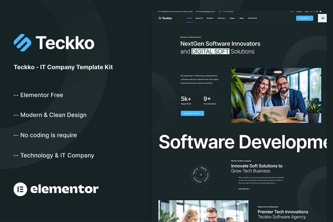 Download Teckko - IT Company Elementor Template Kit