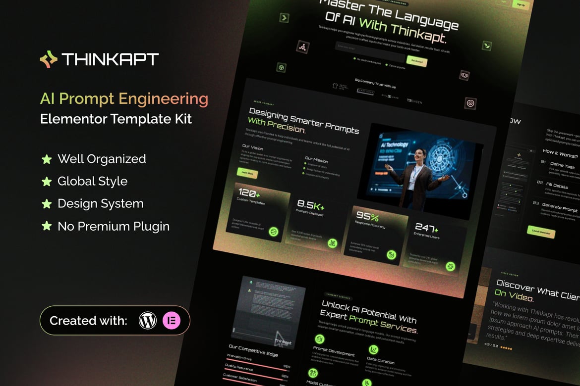 Download Thinkapt - AI Prompt Engineering  Elementor Template Kit