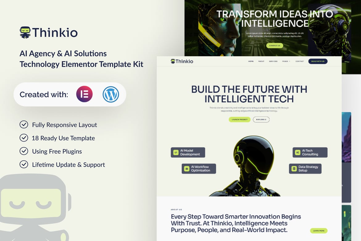 Download Thinkio - AI Agency & AI Solutions Technology Elementor Template Kit