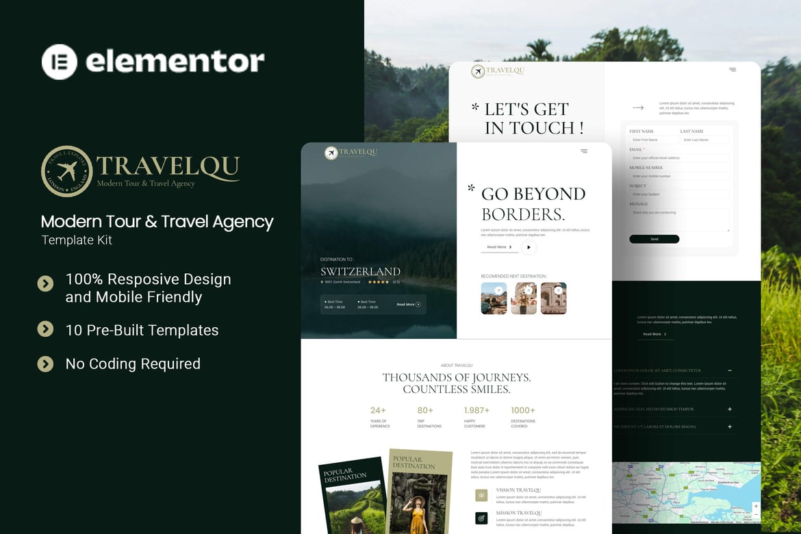 Download Travelqu - Modern Tour &Travel Agency Elementor Template Kit