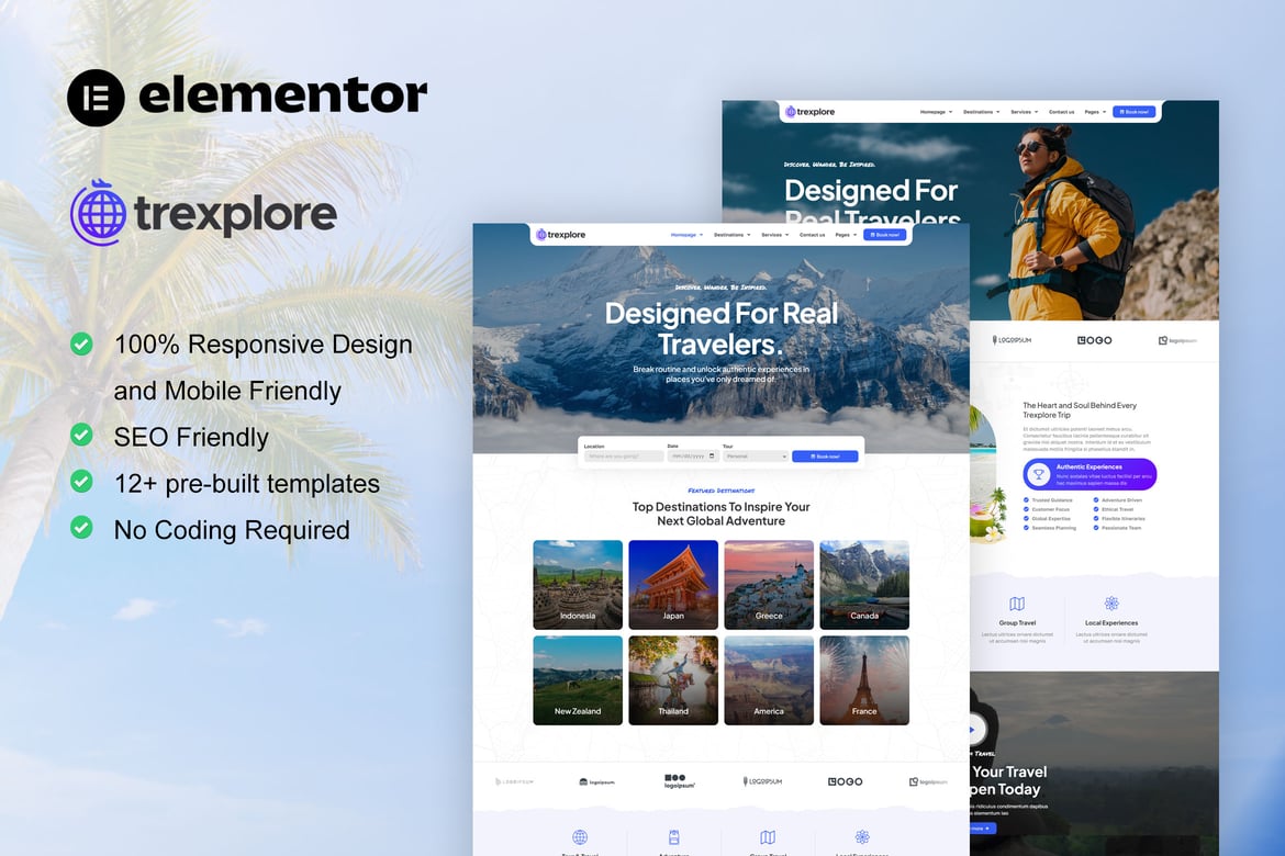 Download Trexplore - Travel & Tour Agency Elementor Pro Template Kit