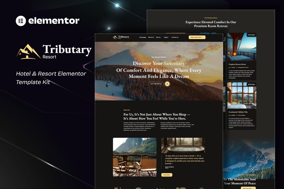 Download Tributary - Hotel & Resort Elementor Template Kit