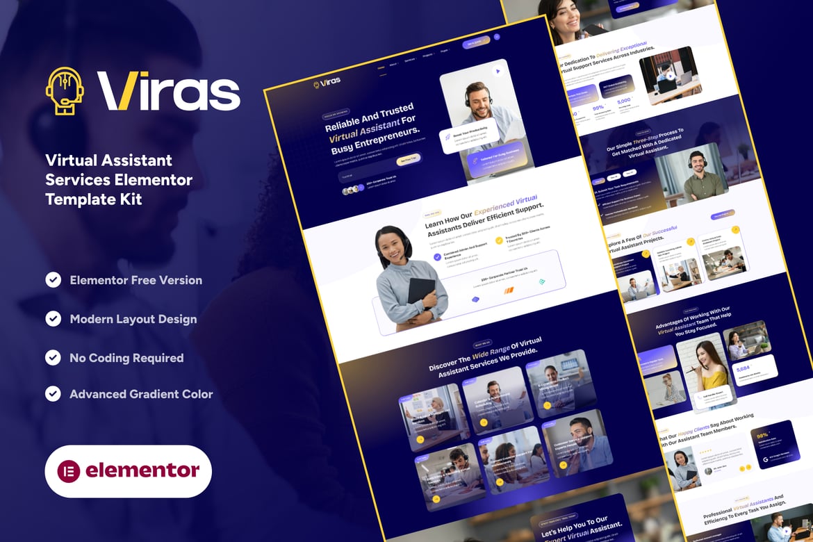 Download Viras - Virtual Assistant Services Elementor Template Kit