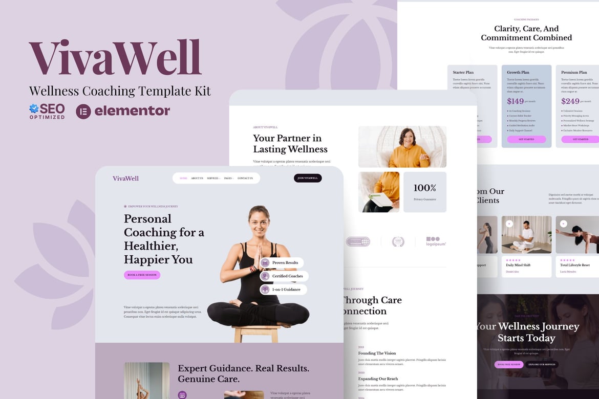 Download VivaWell - Wellness Coaching Elementor Template Kit