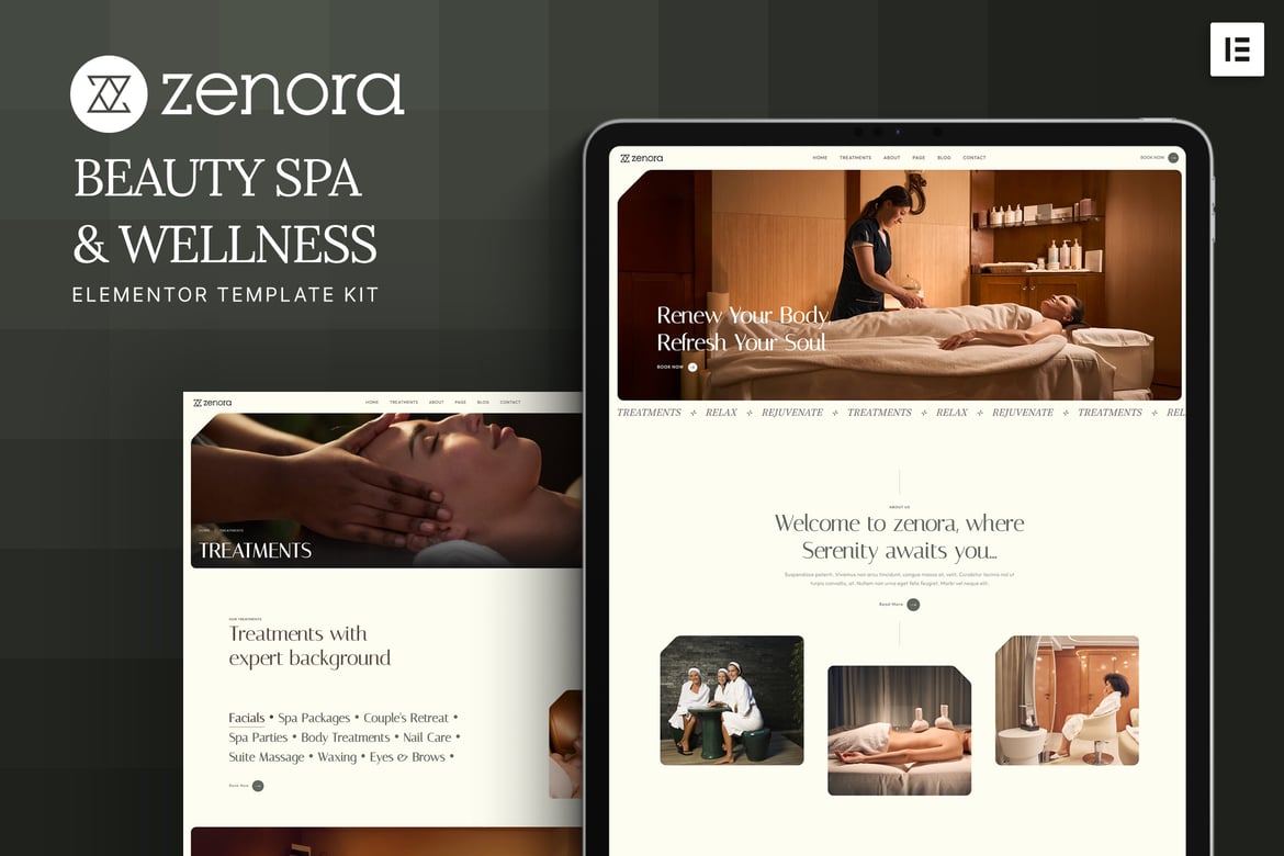 Download Zenora - Beauty Spa & Wellness Elementor Template Kit