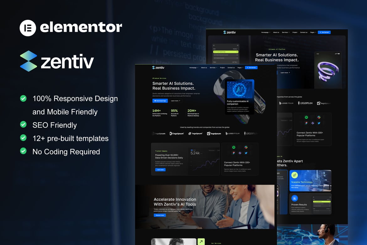 Download Zentiv - AI Services & Digital Company Elementor Kit